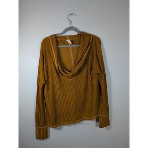 Mustard Cowl Neck Long Sleeve Top - Women